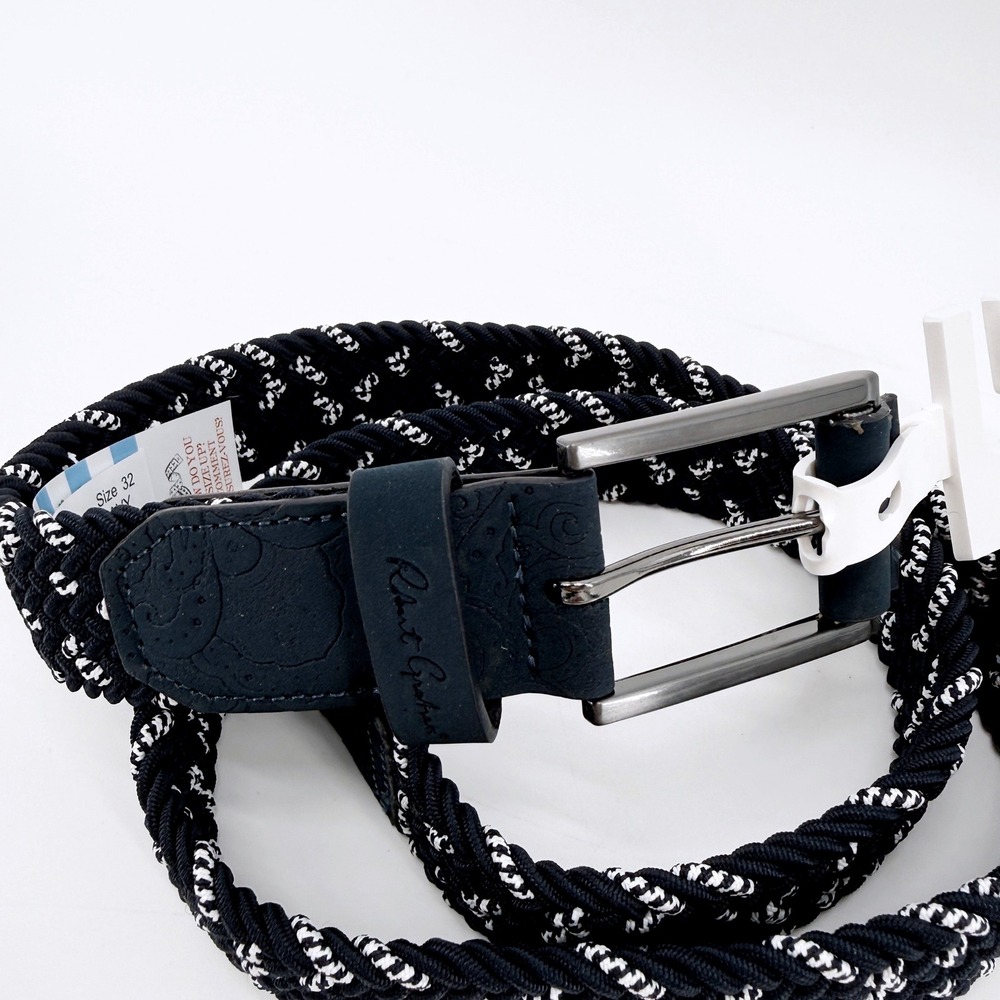 Robert Graham Jacob Belt Mens Size 38 Woven Braided Stretch Belt Navy Golf NEW - Picture 8 of 8